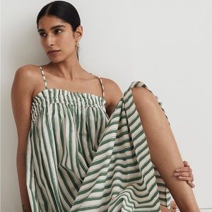 Madewell Poplin Ruffle A-Line Midi Dress